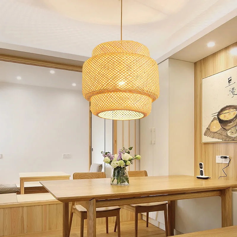 Suspension en bambou tricoté main de style brésilien, luminaire décoratif pour intérieur de restaurant, AC85-260 V