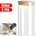 Lot de 5 bocaux hermétiques en verre avec couvercle en bambou