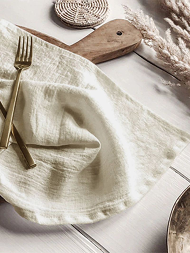 Nappe bohème en lin à pompons - Mélange macramé rustique
