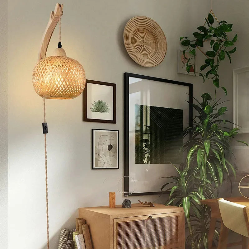 Brazilian bamboo wall lamp