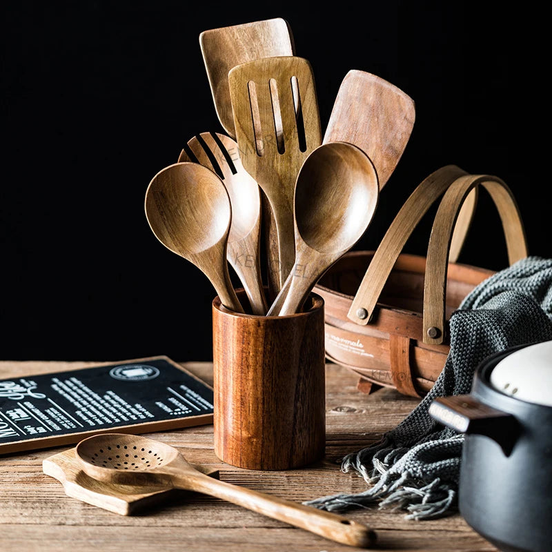 Ensemble de 9 cuillères en bois brésiliennes
