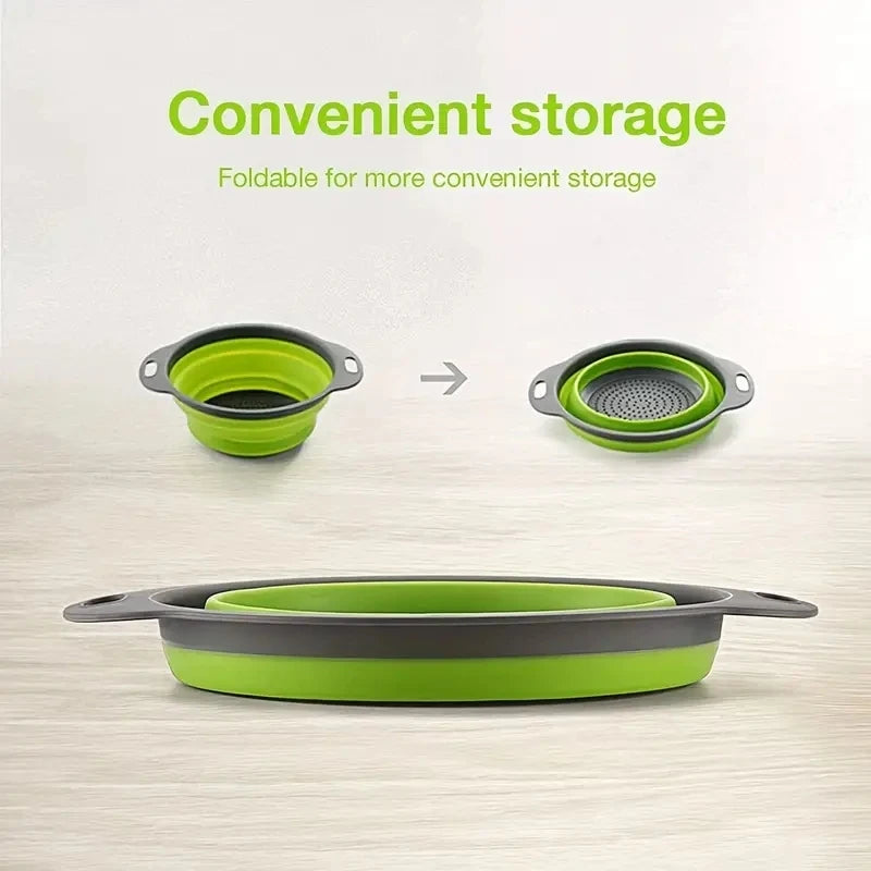 Passoire en Silicone peu encombrante avec poignée, panier de lavage pliable pour fruits et légumes, Gadget de cuisine essentiel