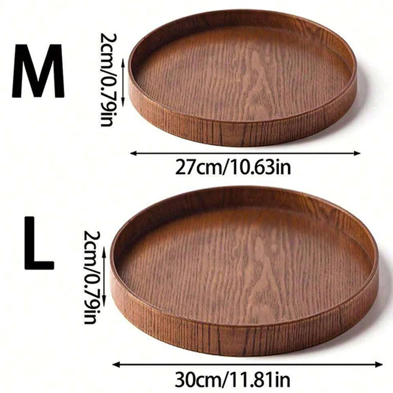 Plateau rond en bois brésilien 21/27/30 cm Plateau décoratif en bois pour table basse, petit-déjeuner, dîner, thé, nourriture