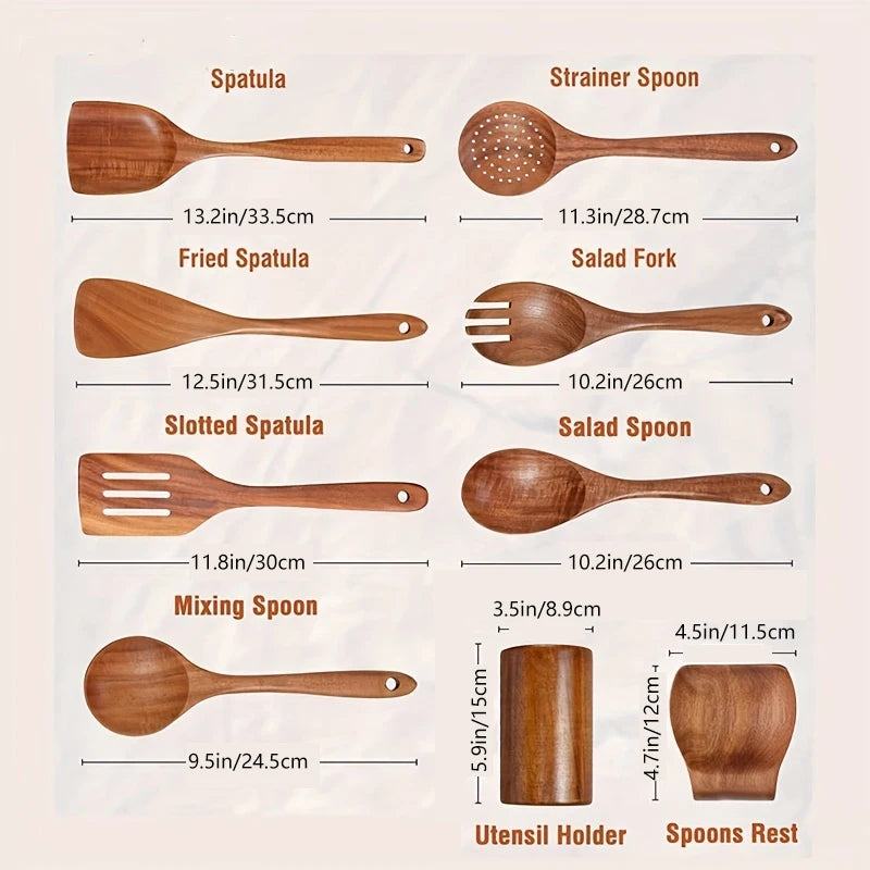 Ensemble de 9 cuillères en bois brésiliennes