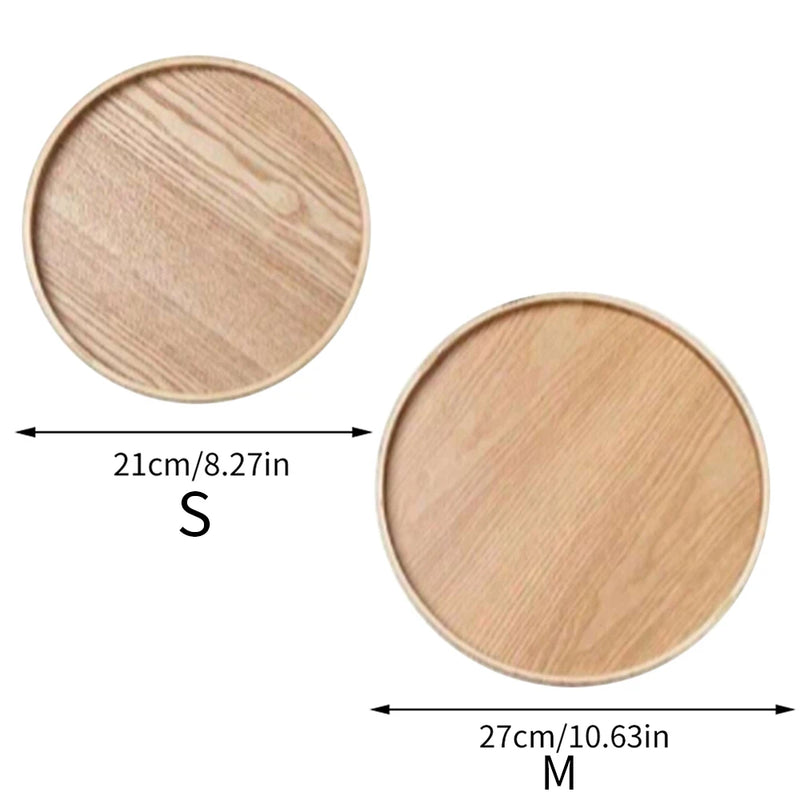 Plateau rond en bois brésilien 21/27/30 cm Plateau décoratif en bois pour table basse, petit-déjeuner, dîner, thé, nourriture