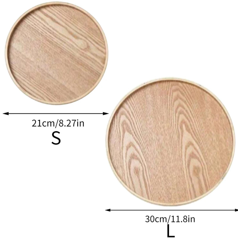 Plateau rond en bois brésilien 21/27/30 cm Plateau décoratif en bois pour table basse, petit-déjeuner, dîner, thé, nourriture