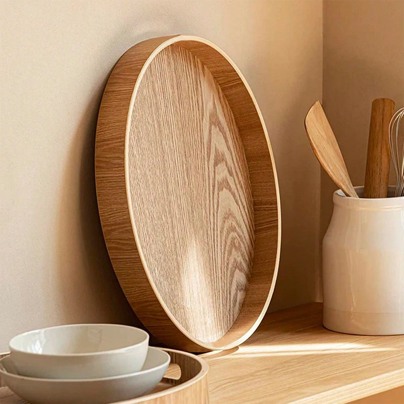 Plateau rond en bois brésilien 21/27/30 cm Plateau décoratif en bois pour table basse, petit-déjeuner, dîner, thé, nourriture