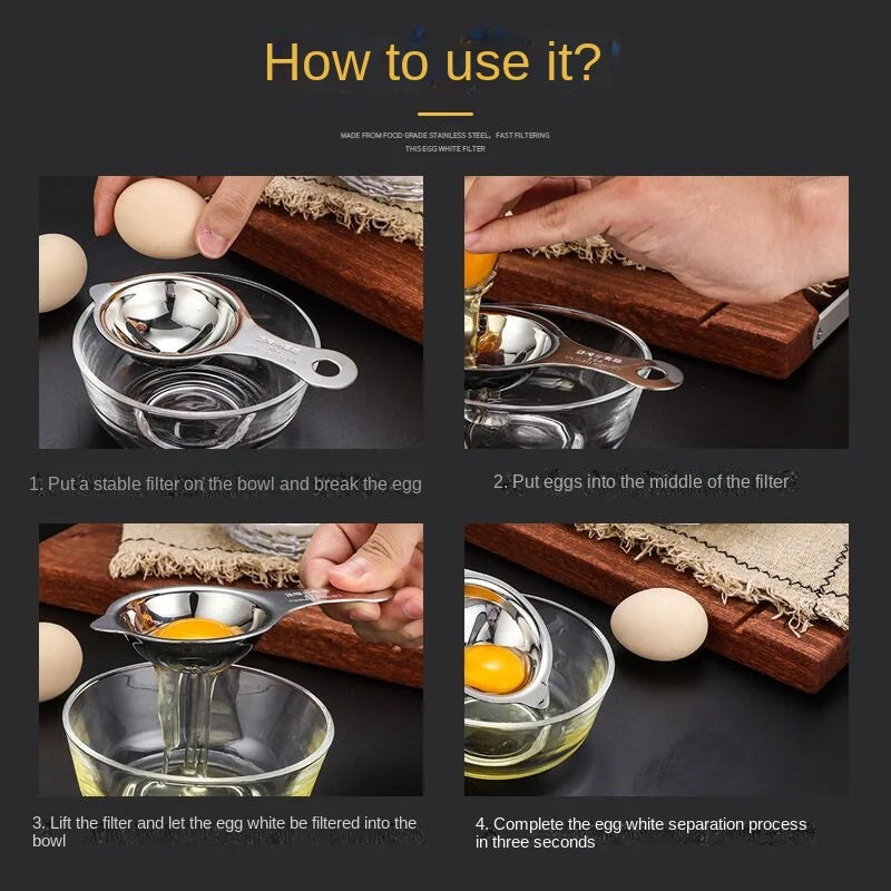 Séparateur de jaune d'œuf en acier inoxydable, 1 pièce, séparateur de blanc d'œuf, outil de séparation d'œuf pour la cuisson, Camping barbecue, accessoires essentiels