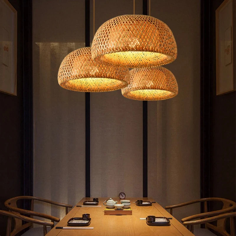Suspension en bambou tricoté main de style brésilien, luminaire décoratif pour intérieur de restaurant, AC85-260 V