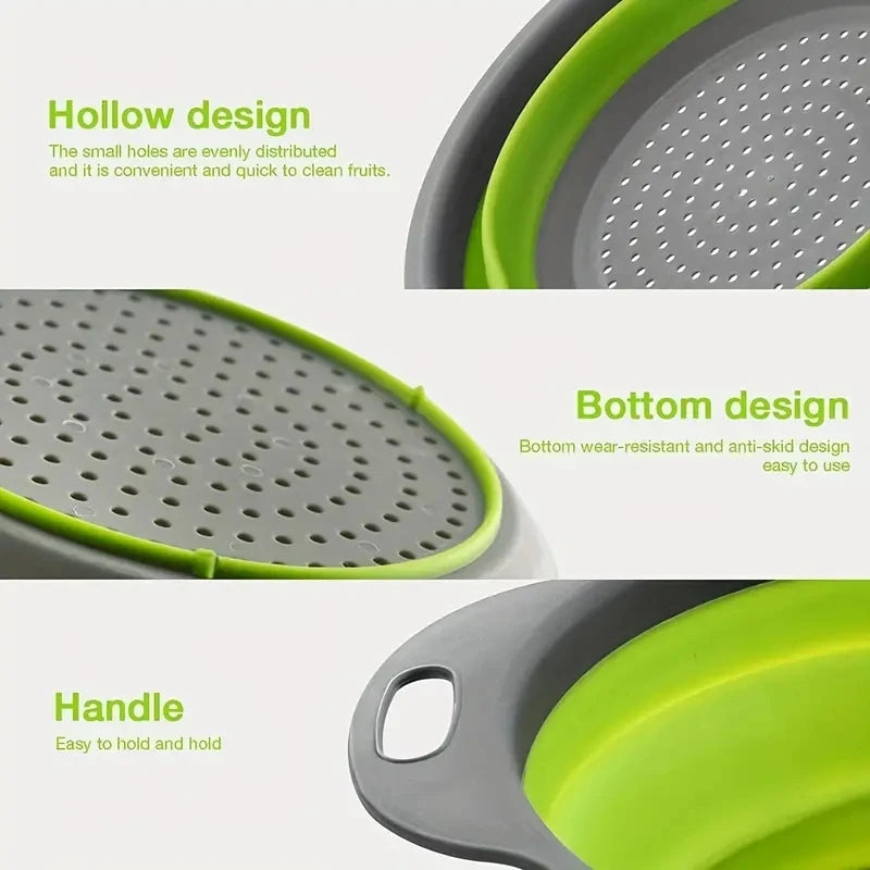 Passoire en Silicone peu encombrante avec poignée, panier de lavage pliable pour fruits et légumes, Gadget de cuisine essentiel