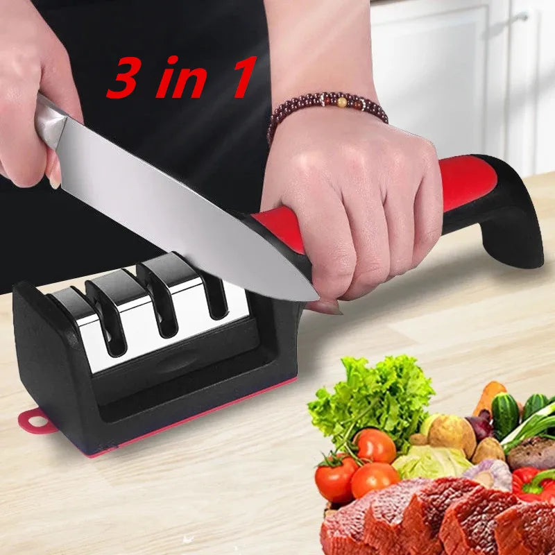 Affûteur de couteaux 3 en 1, multifonctionnel, portatif pour les chefs professionnels et les cuisiniers à domicile pour les comptoirs de cuisine
