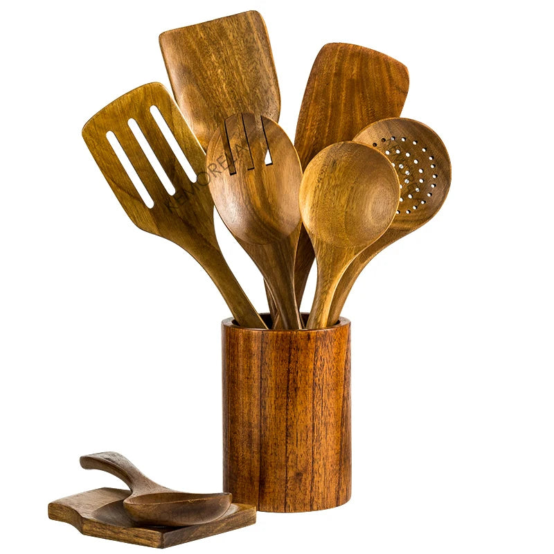 Ensemble de 9 cuillères en bois brésiliennes