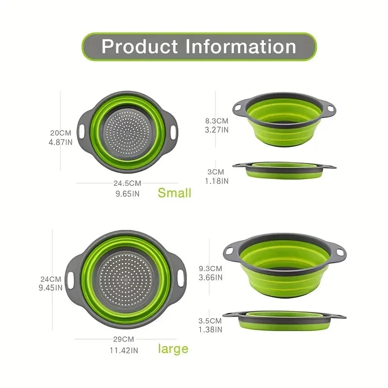 Passoire en Silicone peu encombrante avec poignée, panier de lavage pliable pour fruits et légumes, Gadget de cuisine essentiel