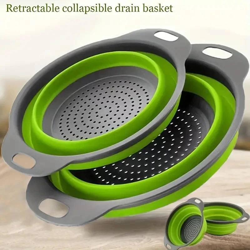Passoire en Silicone peu encombrante avec poignée, panier de lavage pliable pour fruits et légumes, Gadget de cuisine essentiel