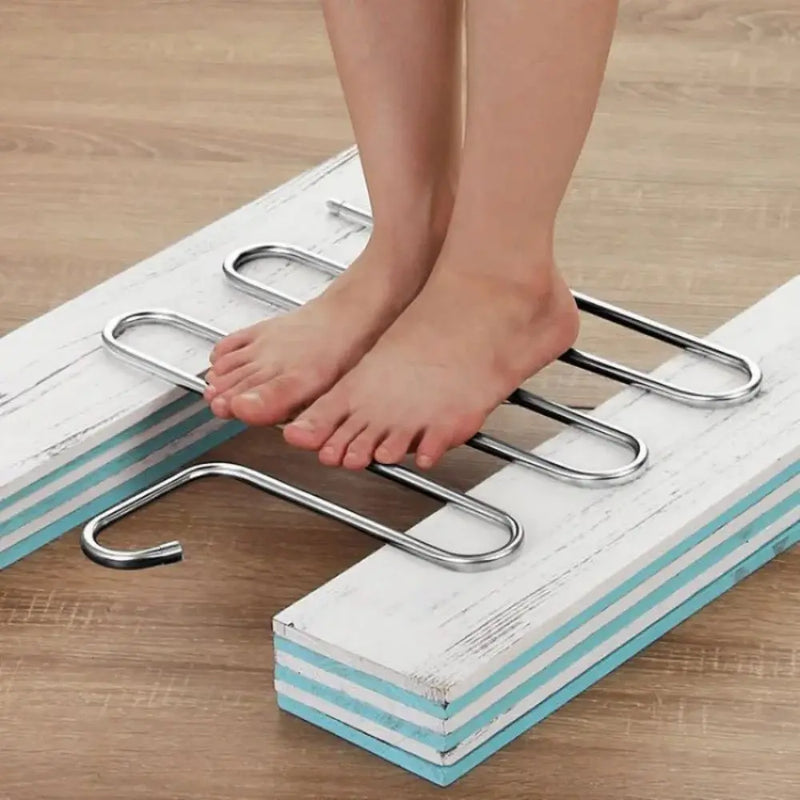 Cintres multifonctionnels à 5 couches, support de rangement pour pantalons antidérapant, support en tissu avec plusieurs fonctions pour suspendre et ranger