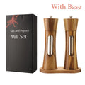 Brazilian wood salt and pepper grinder set with base