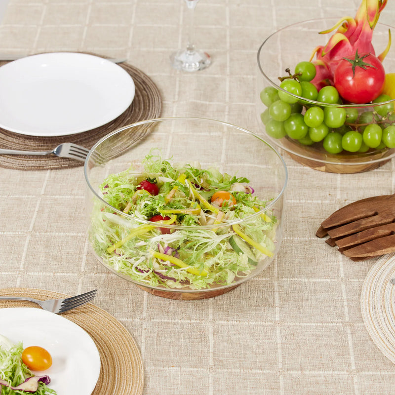 Coupe à fruits en verre avec base en bois brésilien