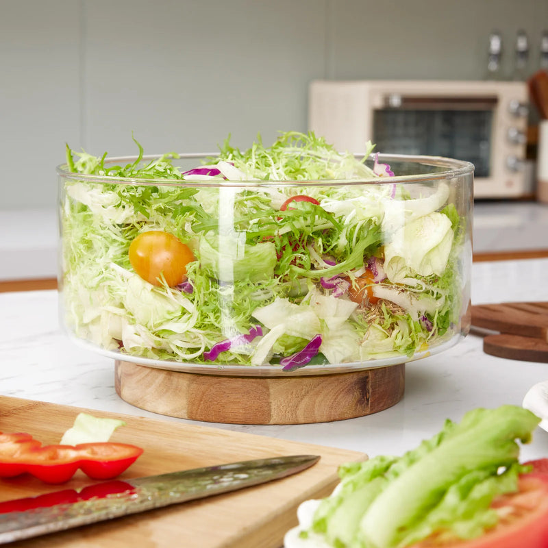 Coupe à fruits en verre avec base en bois brésilien