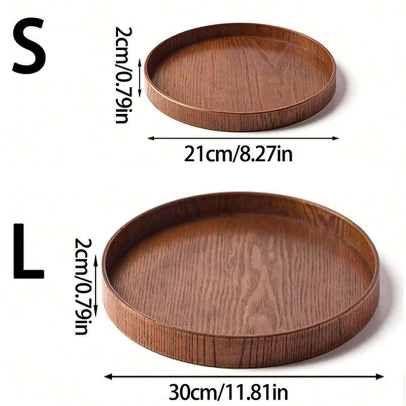 Plateau rond en bois brésilien 21/27/30 cm Plateau décoratif en bois pour table basse, petit-déjeuner, dîner, thé, nourriture
