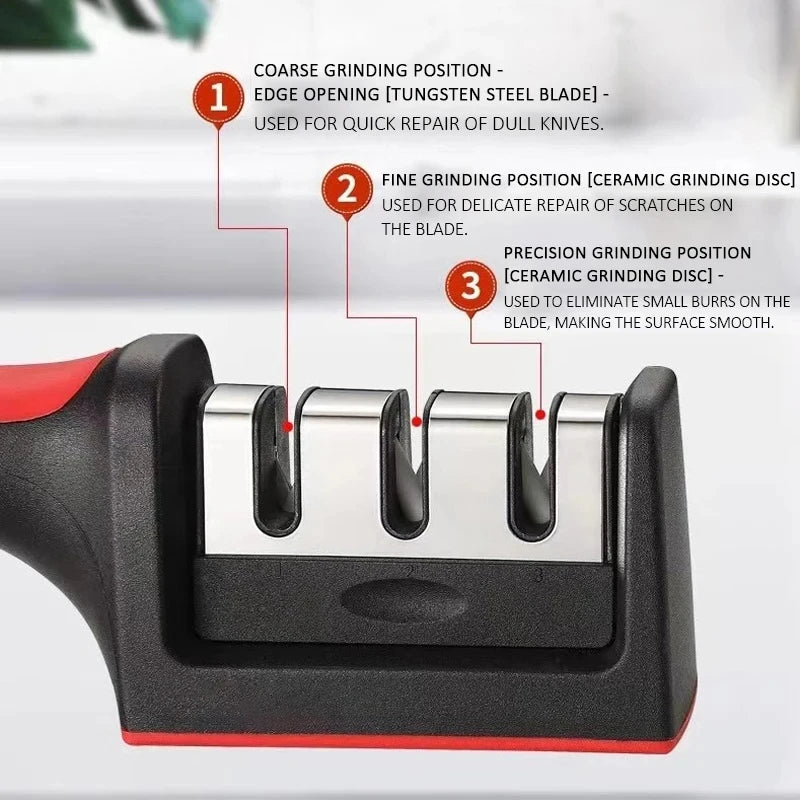 Affûteur de couteaux 3 en 1, multifonctionnel, portatif pour les chefs professionnels et les cuisiniers à domicile pour les comptoirs de cuisine