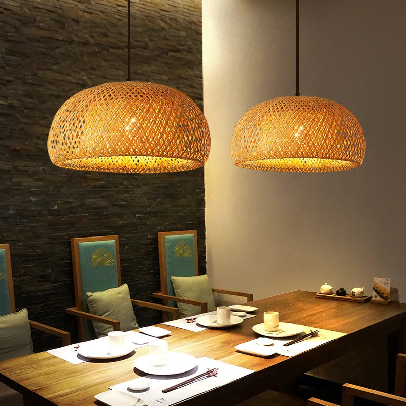 Suspension en bambou tricoté main de style brésilien, luminaire décoratif pour intérieur de restaurant, AC85-260 V