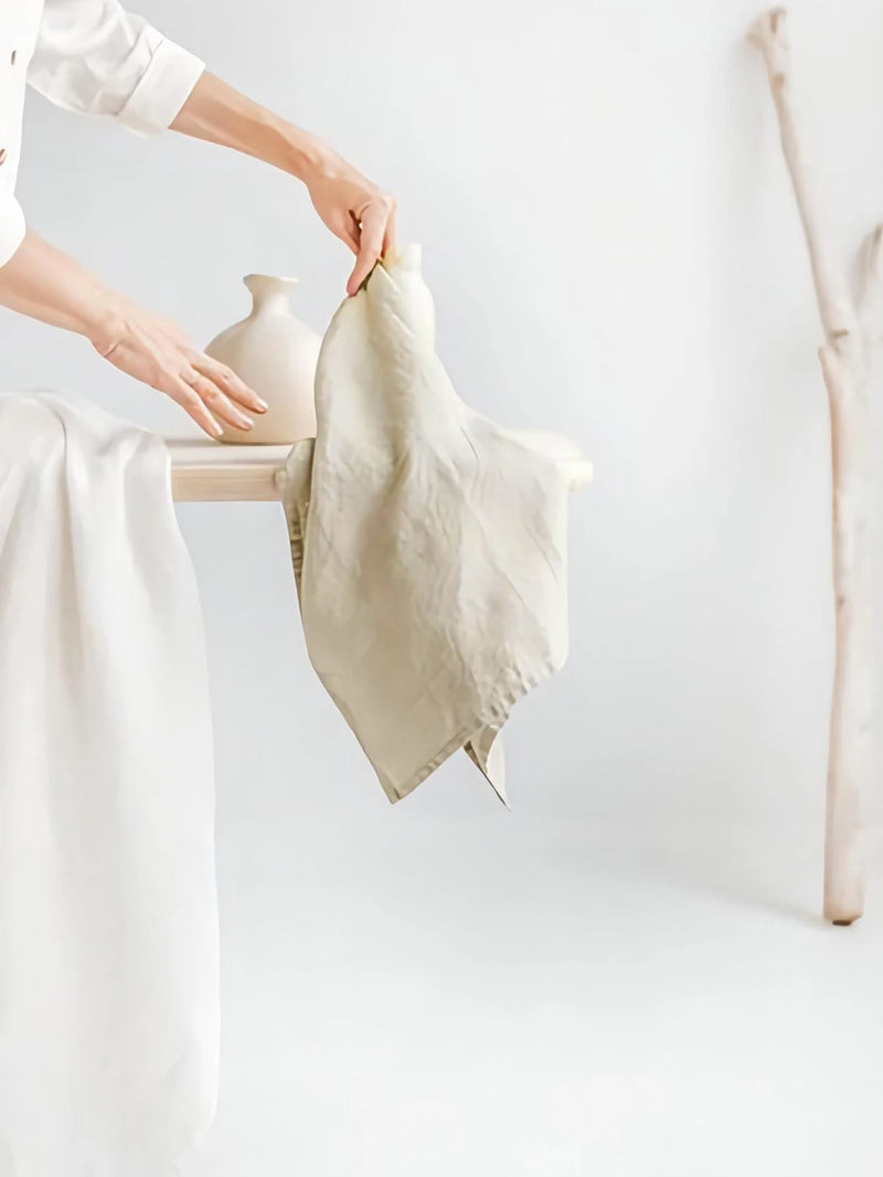 Nappe bohème en lin à pompons - Mélange macramé rustique