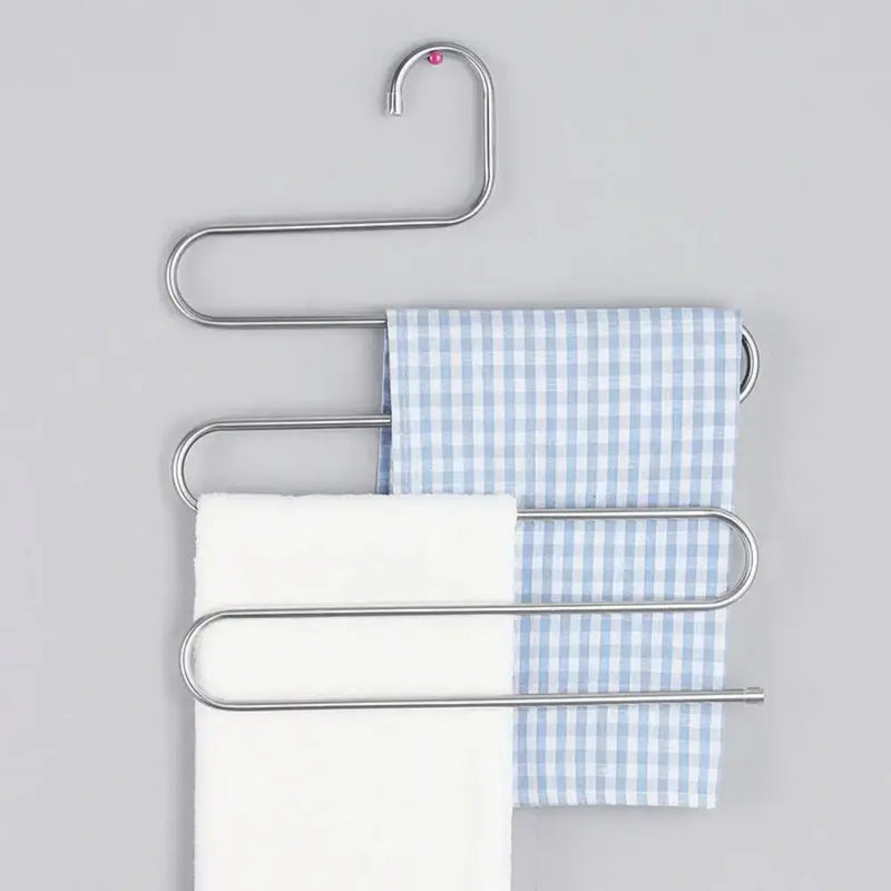 Cintres multifonctionnels à 5 couches, support de rangement pour pantalons antidérapant, support en tissu avec plusieurs fonctions pour suspendre et ranger