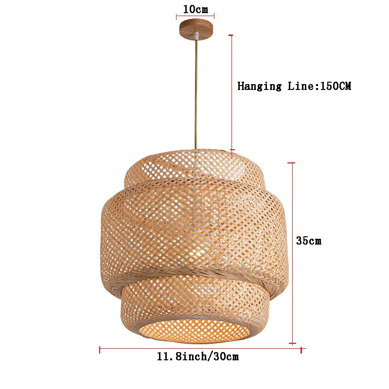 Suspension en bambou tricoté main de style brésilien, luminaire décoratif pour intérieur de restaurant, AC85-260 V