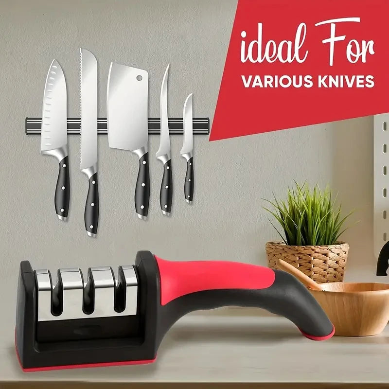 Affûteur de couteaux 3 en 1, multifonctionnel, portatif pour les chefs professionnels et les cuisiniers à domicile pour les comptoirs de cuisine