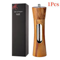 Brazilian wood salt and pepper grinder set with base