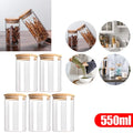 Lot de 5 bocaux hermétiques en verre avec couvercle en bambou