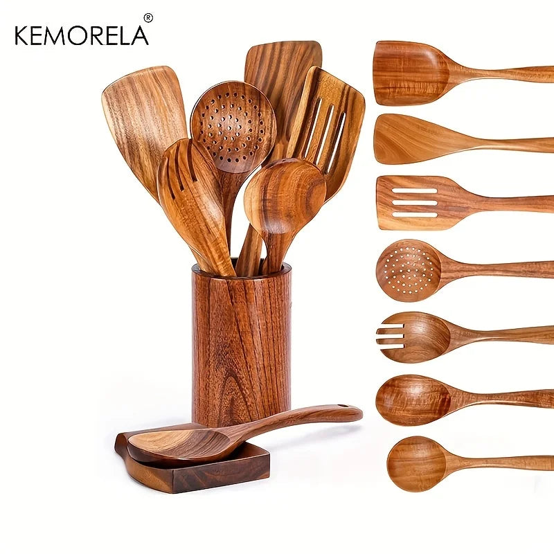 Ensemble de 9 cuillères en bois brésiliennes